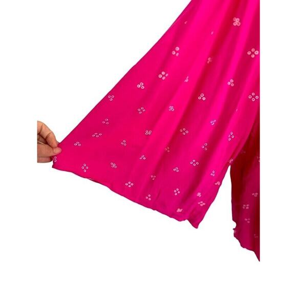 Ava & Viv Pink Top Blouse Rayon Geometric Flutter 3/4 Sleeve V Neck Plus Size X - Picture 2 of 7